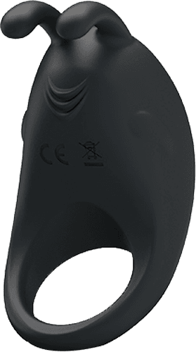 Rechargeable Rabbit Vibrator Cockring (Black)