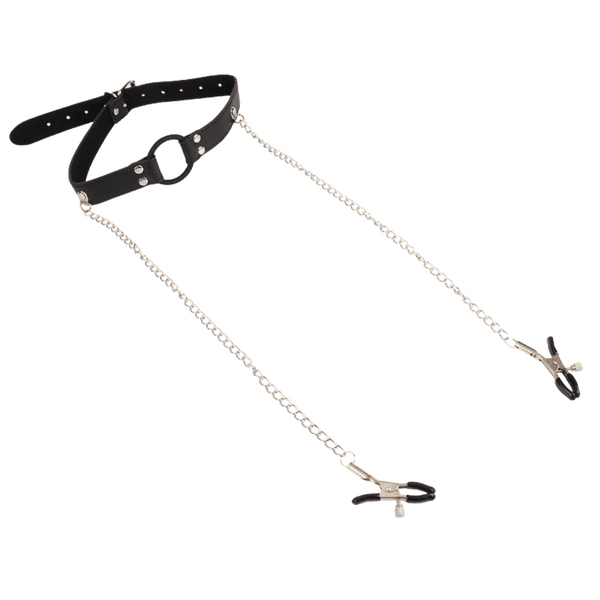 Breathable O-ring Gag with Nipple Clamps