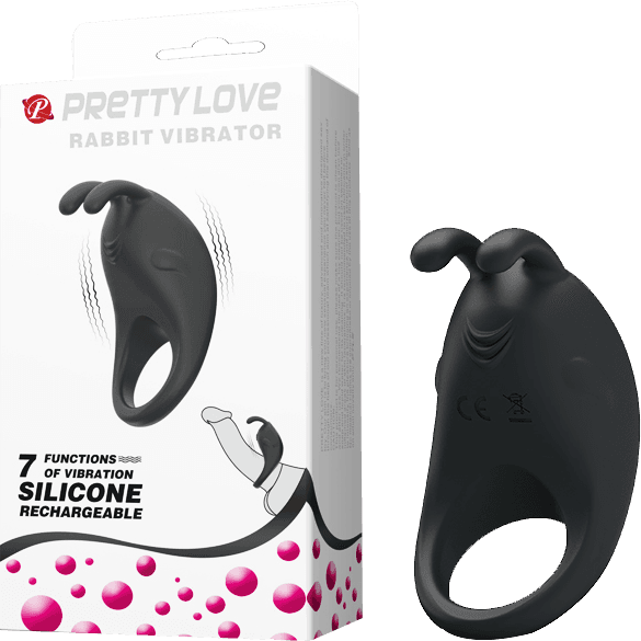 Rechargeable Rabbit Vibrator Cockring (Black)