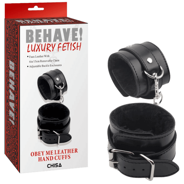 Obey Me Leather Hand Cuffs (Black)
