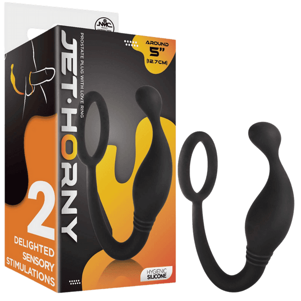 Prostate Plug with Love Ring - 5" (Black)