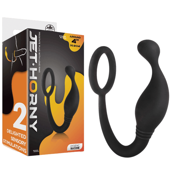 Prostate Plug with Love Ring - 4" (Black)