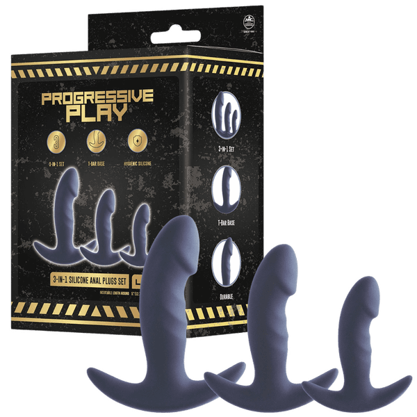 3-In-1 Silicone Anal Plug Set (Black)