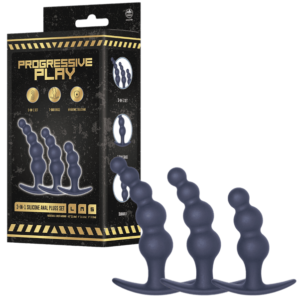 3-In-1 Silicone Anal Plug Set (Black)