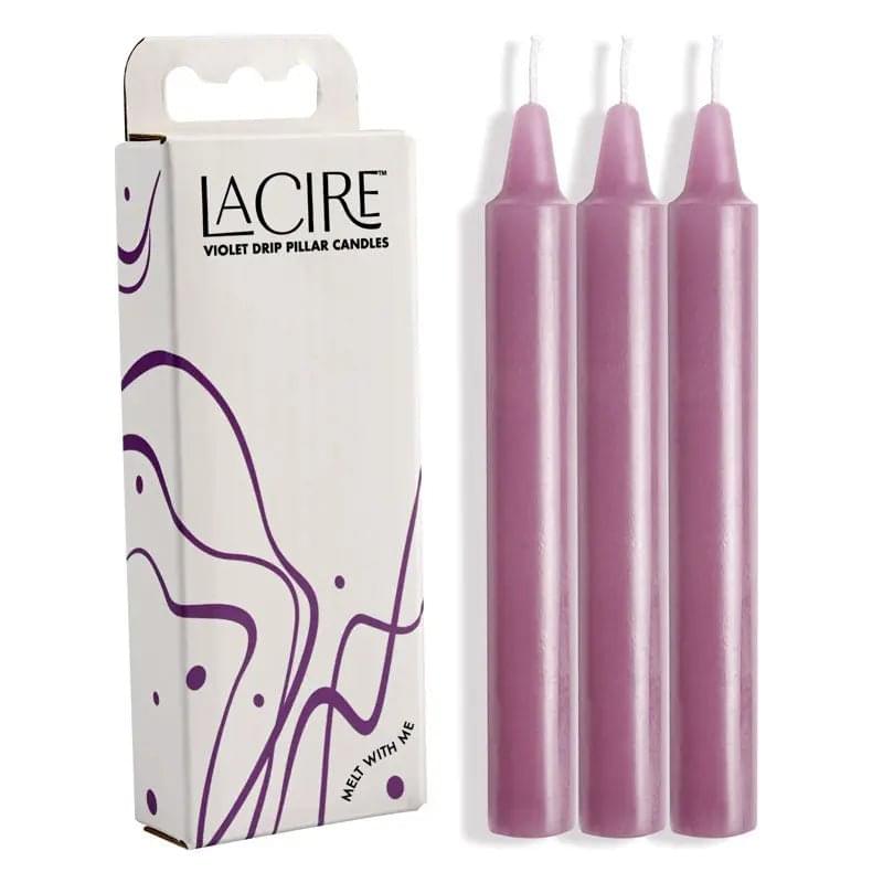 LaCire Drip Pillar Candles - Violet - Violet Drip Candles - Set of 3 Sportsheets Discreet Intimate Essentials.