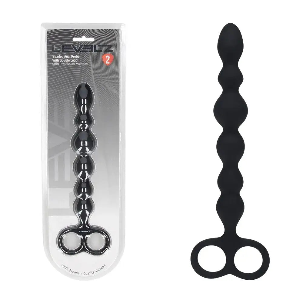 Shop affordable quality LEVELZ Beaded Silicone Anal Probe with Double Loop - 24.5 cm Anal Beads - Discreet Intimate Essentials - ANAL TOYS - Shots Toys