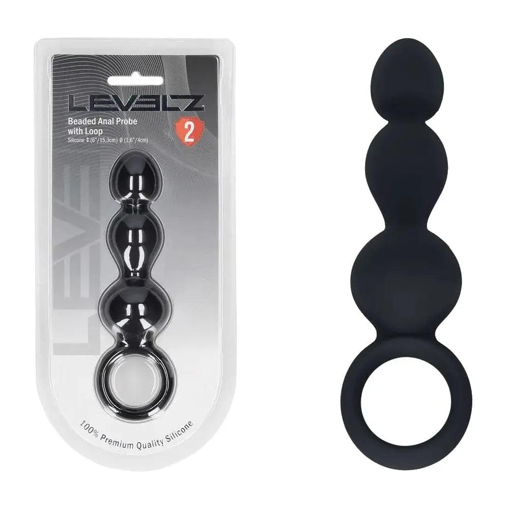 LEVELZ Beaded Silicone Anal Probe with Loop -  15.3 cm Beaded Anal Plug Shots Toys Discreet Intimate Essentials.