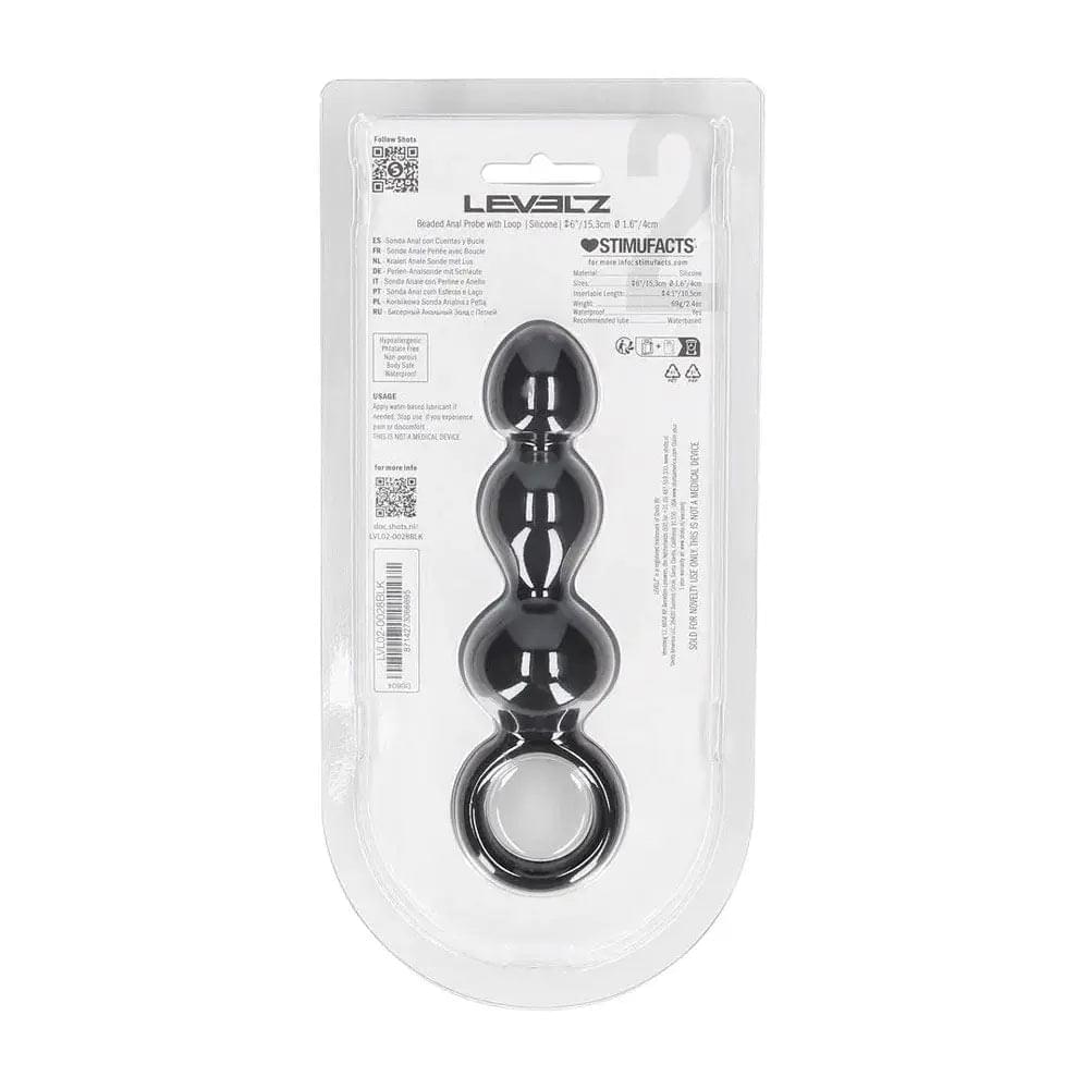 LEVELZ Beaded Silicone Anal Probe with Loop -  15.3 cm Beaded Anal Plug Shots Toys Discreet Intimate Essentials.