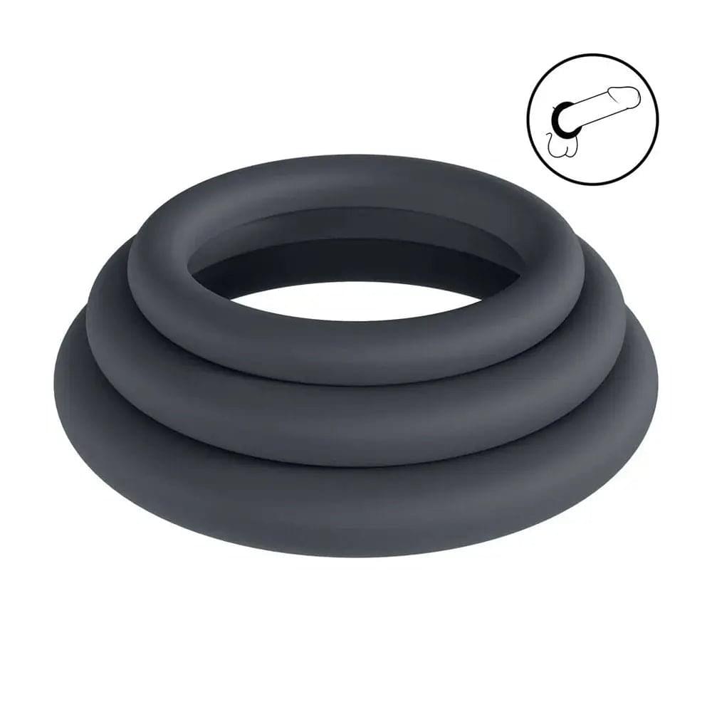 LEVELZ Classic Silicone Cock Ring Set - L/XL/XXL -  Cock Rings - Set of 3 Sizes Shots Toys Discreet Intimate Essentials.
