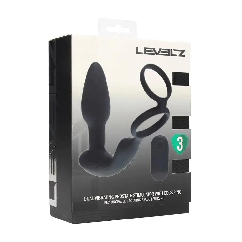 LEVELZ Dual Vibrating Prostate Stimulator with Cock Ring -  USB Rechargeable Vibrating Butt Plug with Cock Ring Shots Toys Discreet Intimate Essentials.