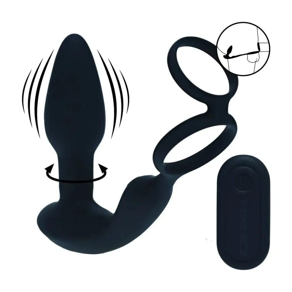 LEVELZ Dual Vibrating Prostate Stimulator with Cock Ring -  USB Rechargeable Vibrating Butt Plug with Cock Ring Shots Toys Discreet Intimate Essentials.
