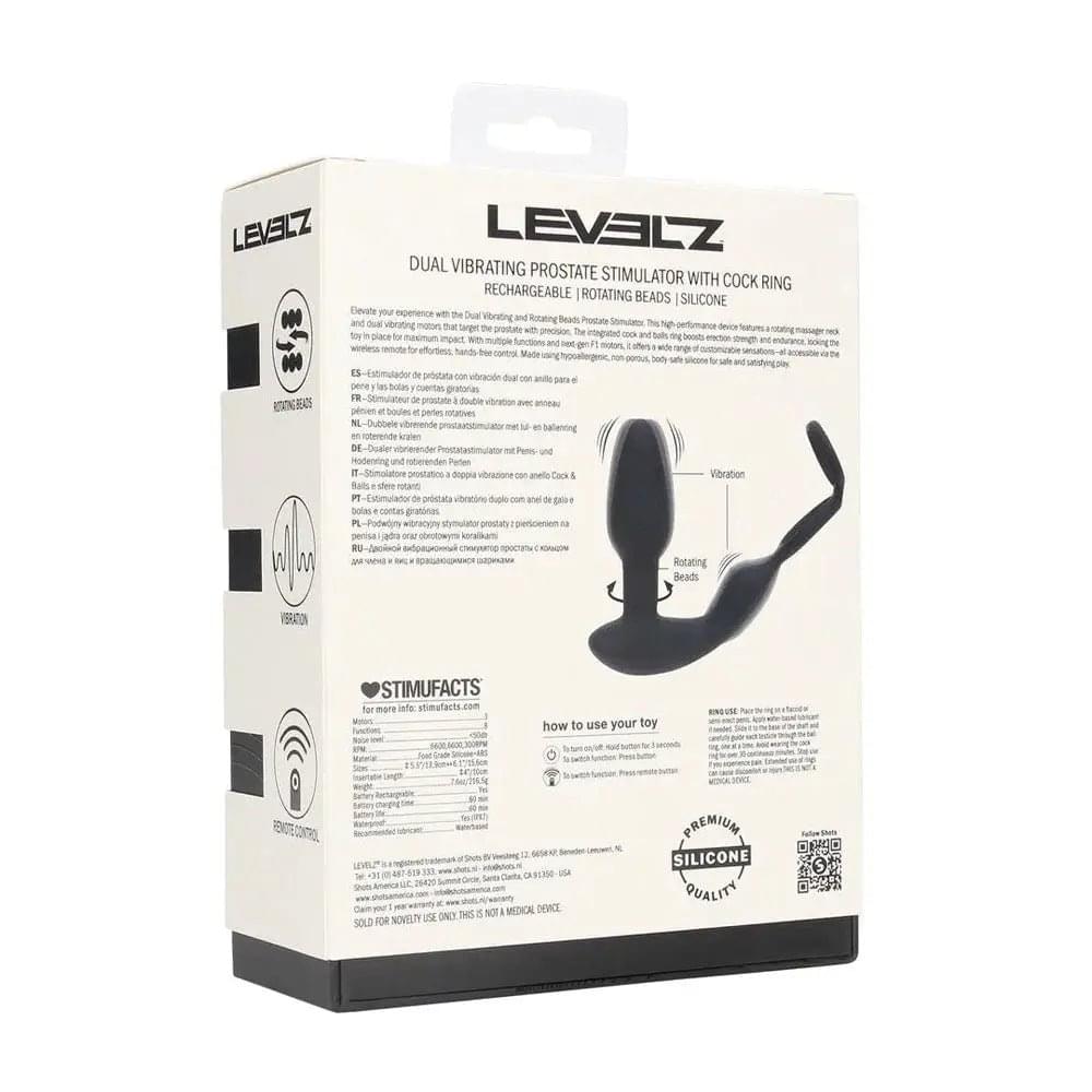 LEVELZ Dual Vibrating Prostate Stimulator with Cock Ring -  USB Rechargeable Vibrating Butt Plug with Cock Ring Shots Toys Discreet Intimate Essentials.