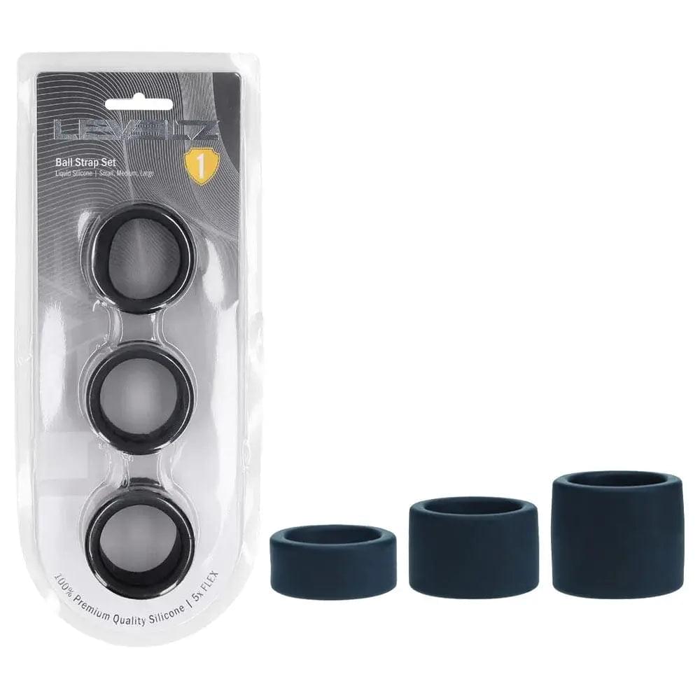 LEVELZ Liquid Silicone Ball Strap Set of 3 -  -  Ball Stretchers - Set of 3 Sizes Shots Toys Discreet Intimate Essentials.