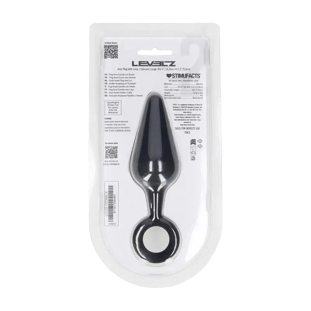LEVELZ Silicone Anal Plug with Loop - Large -  Large Butt Plug Shots Toys Discreet Intimate Essentials.