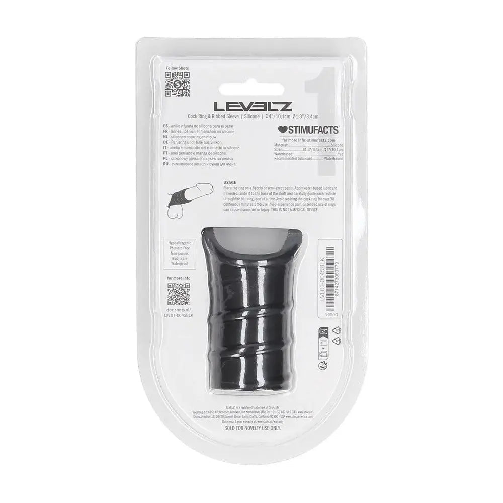 Shop affordable quality LEVELZ Silicone Cock Ring & Ribbed Sleeve - Cock Ring with Sleeve - Discreet Intimate Essentials - COCK RINGS - Shots Toys