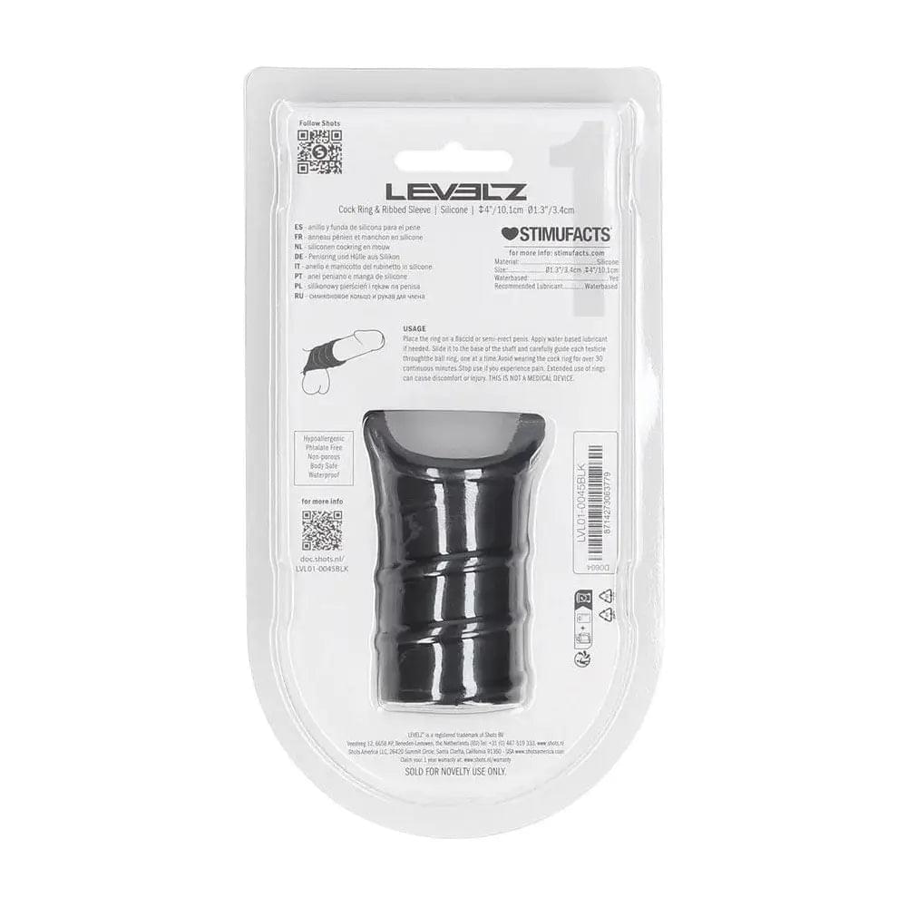 LEVELZ Silicone Cock Ring & Ribbed Sleeve -  Cock Ring with Sleeve Shots Toys Discreet Intimate Essentials.