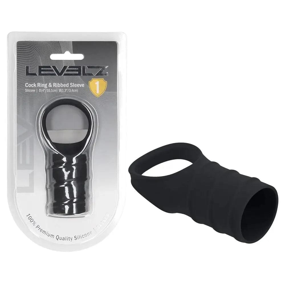 LEVELZ Silicone Cock Ring & Ribbed Sleeve -  Cock Ring with Sleeve Shots Toys Discreet Intimate Essentials.