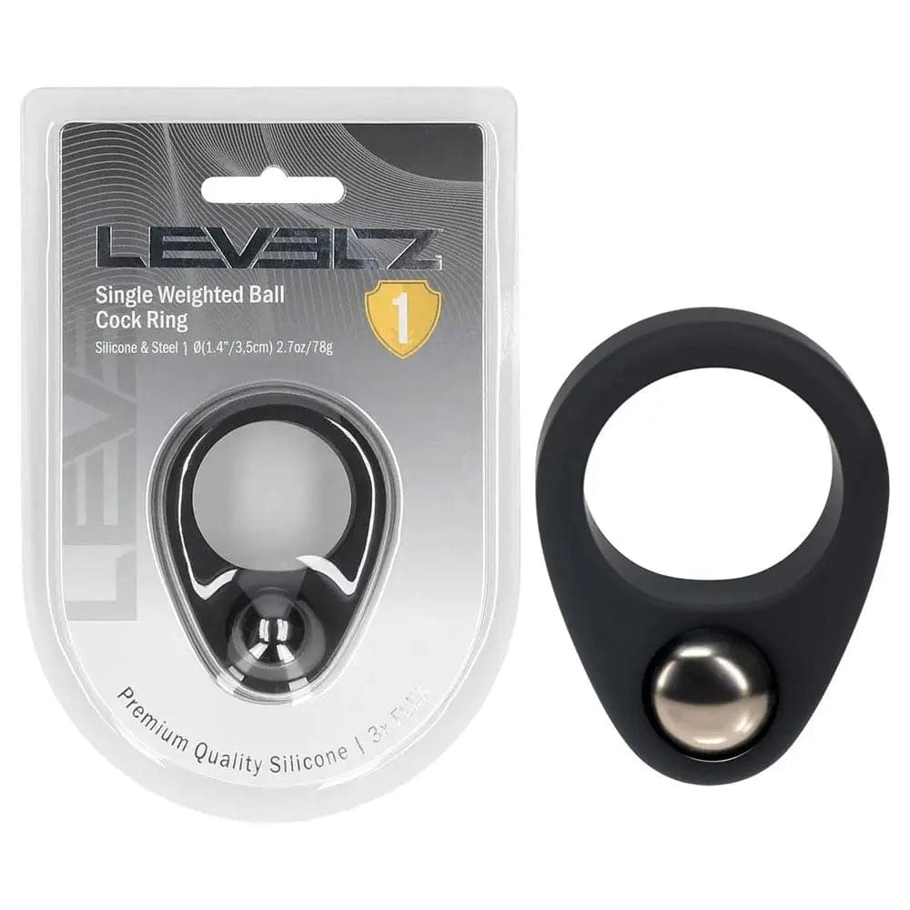 LEVELZ Single Weighted Ball Cock Ring -  -  Weighted Cock Ring Shots Toys Discreet Intimate Essentials.