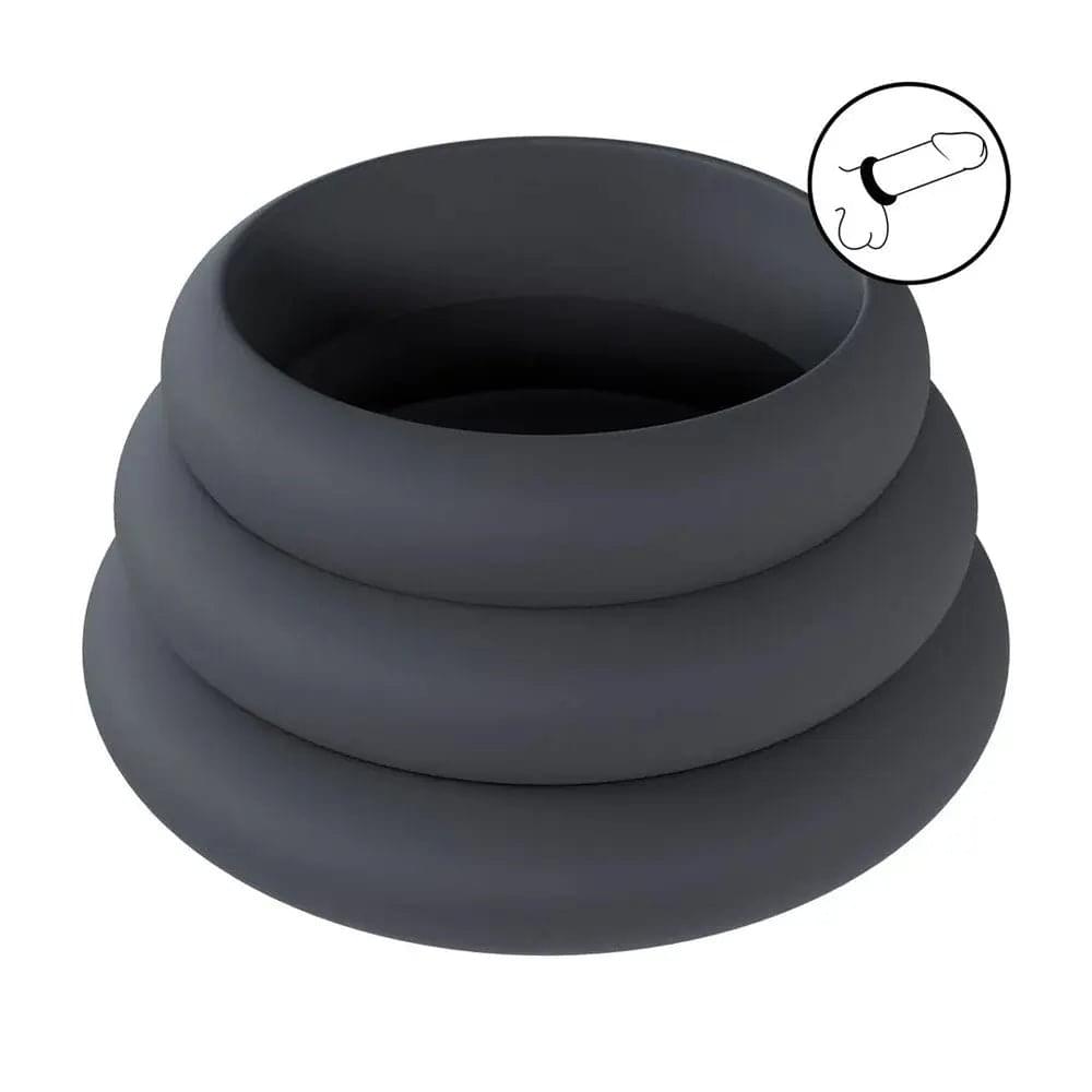 LEVELZ Wide O Silicone Cock Ring Set of 3 - L/XL/2X -  Cock Rings - Set of 3 Sizes Shots Toys Discreet Intimate Essentials.