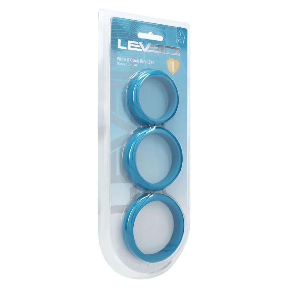 LEVELZ Wide O Silicone Cock Ring Set of 3 - L/XL/2X - Teal Cock Rings - Set of 3 Sizes Shots Toys Discreet Intimate Essentials.