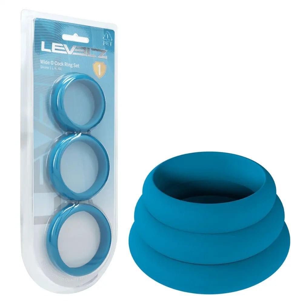 LEVELZ Wide O Silicone Cock Ring Set of 3 - L/XL/2X - Teal Cock Rings - Set of 3 Sizes Shots Toys Discreet Intimate Essentials.