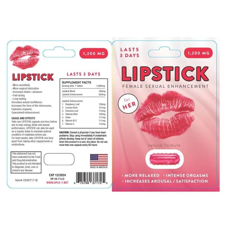 Lipstick Female Libido Single Pill Supple Discreet Intimate Essentials.