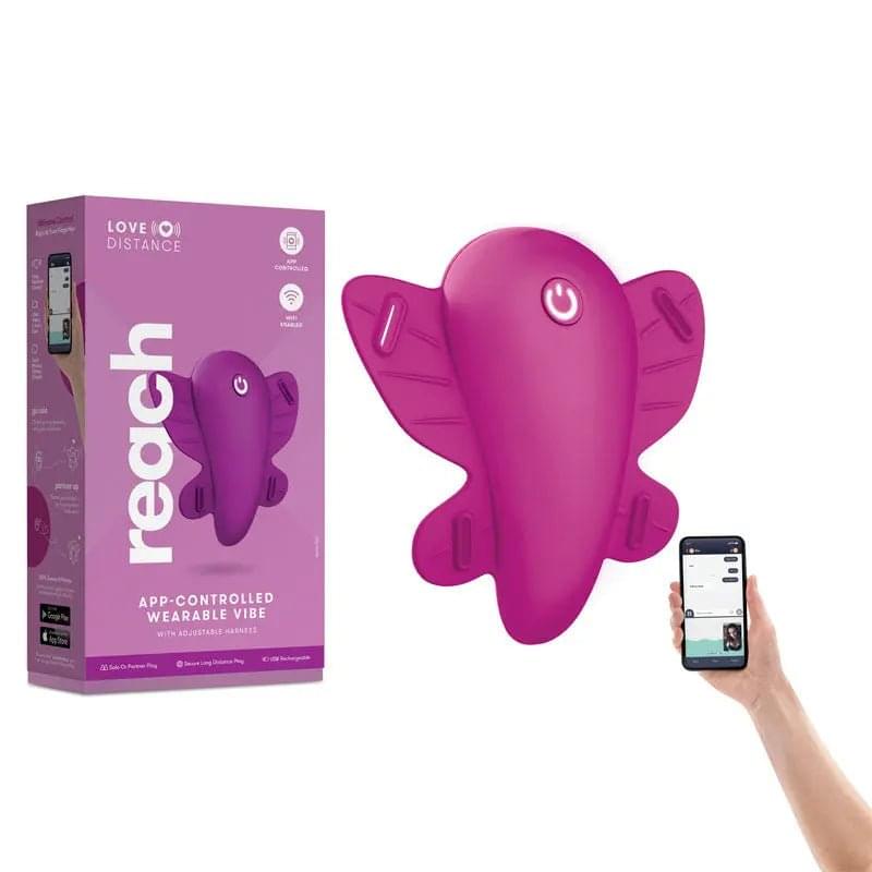 Love Distance REACH - Rose Rechargeable Strap-On Stimulator with App Control Xgen Products Discreet Intimate Essentials.