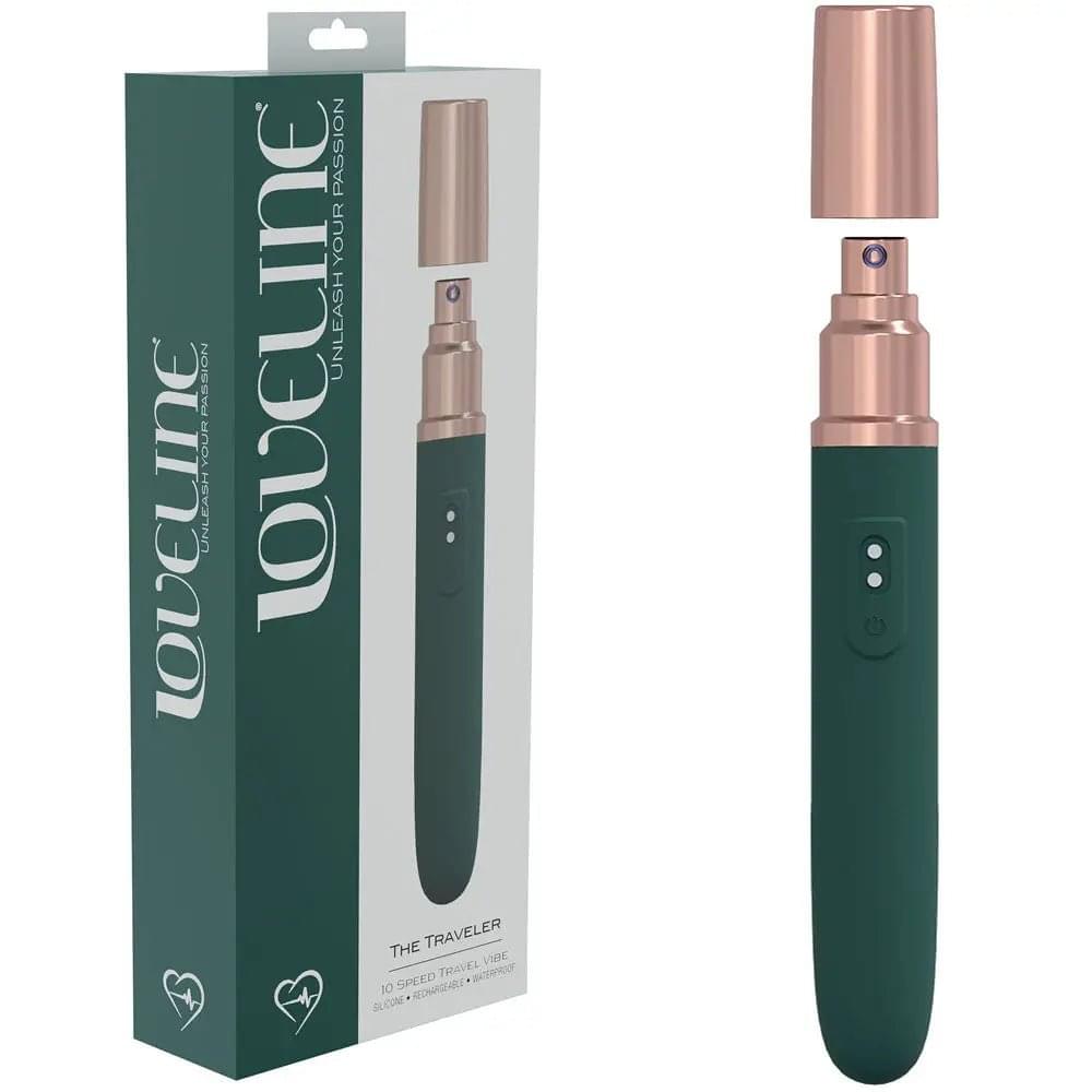 LOVELINE The Traveler -  -  17.6 cm USB Rechargeable Vibrator with Lube Applicator Shots Toys Discreet Intimate Essentials.