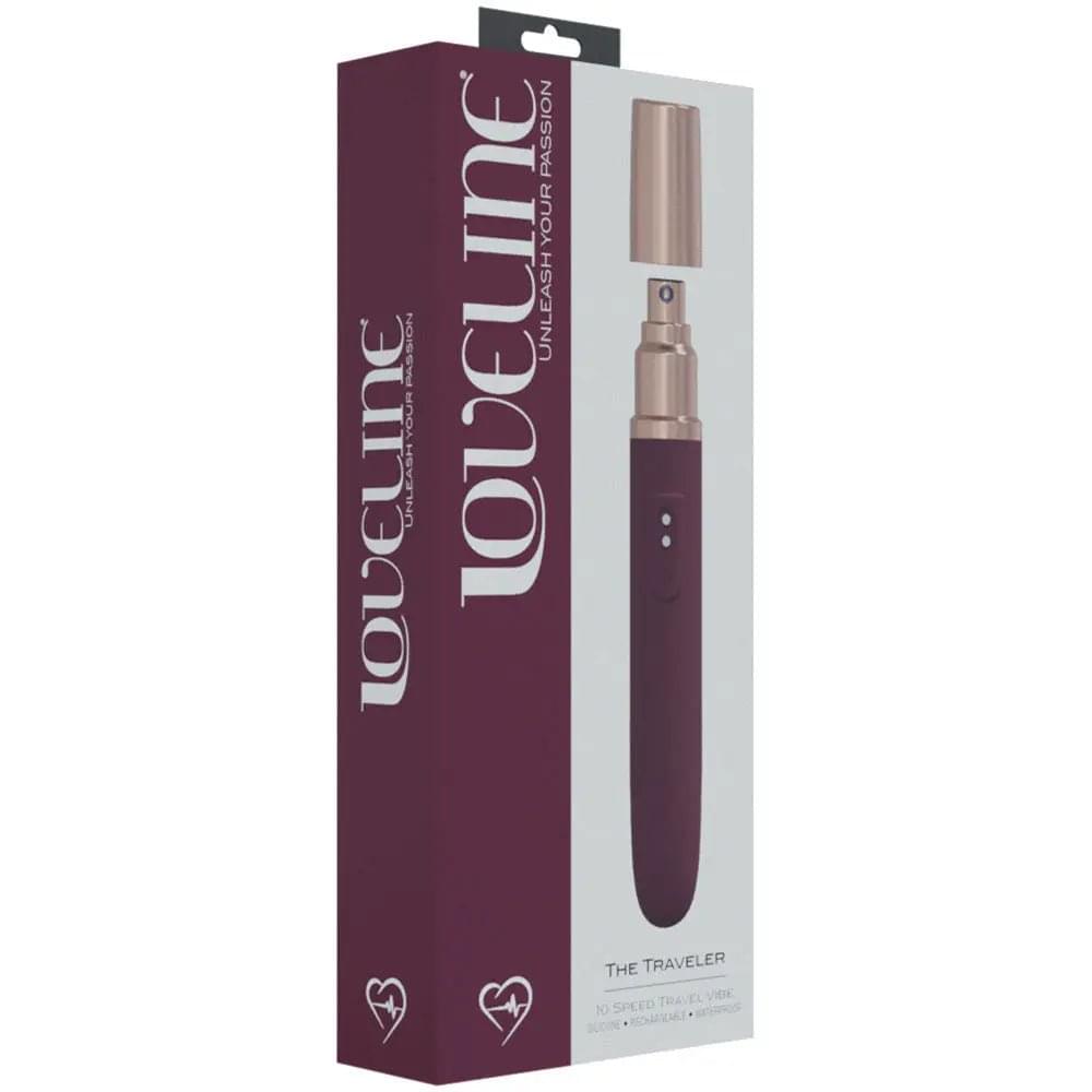 LOVELINE The Traveler - Burgundy - Burgundy 17.6 cm USB Rechargeable Vibrator with Lube Applicator Shots Toys Discreet Intimate Essentials.