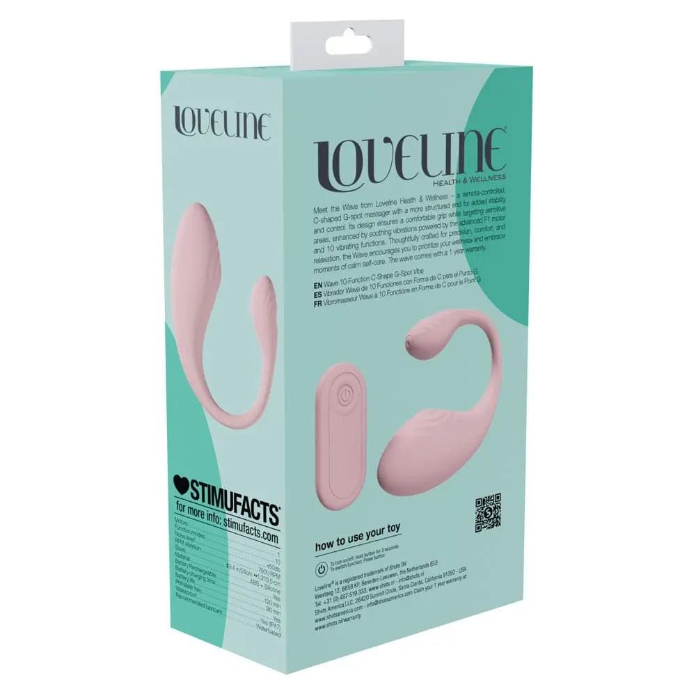 LOVELINE Wave -  USB Rechargeable C-Shaped Vibrator with Remote Shots Toys Discreet Intimate Essentials.