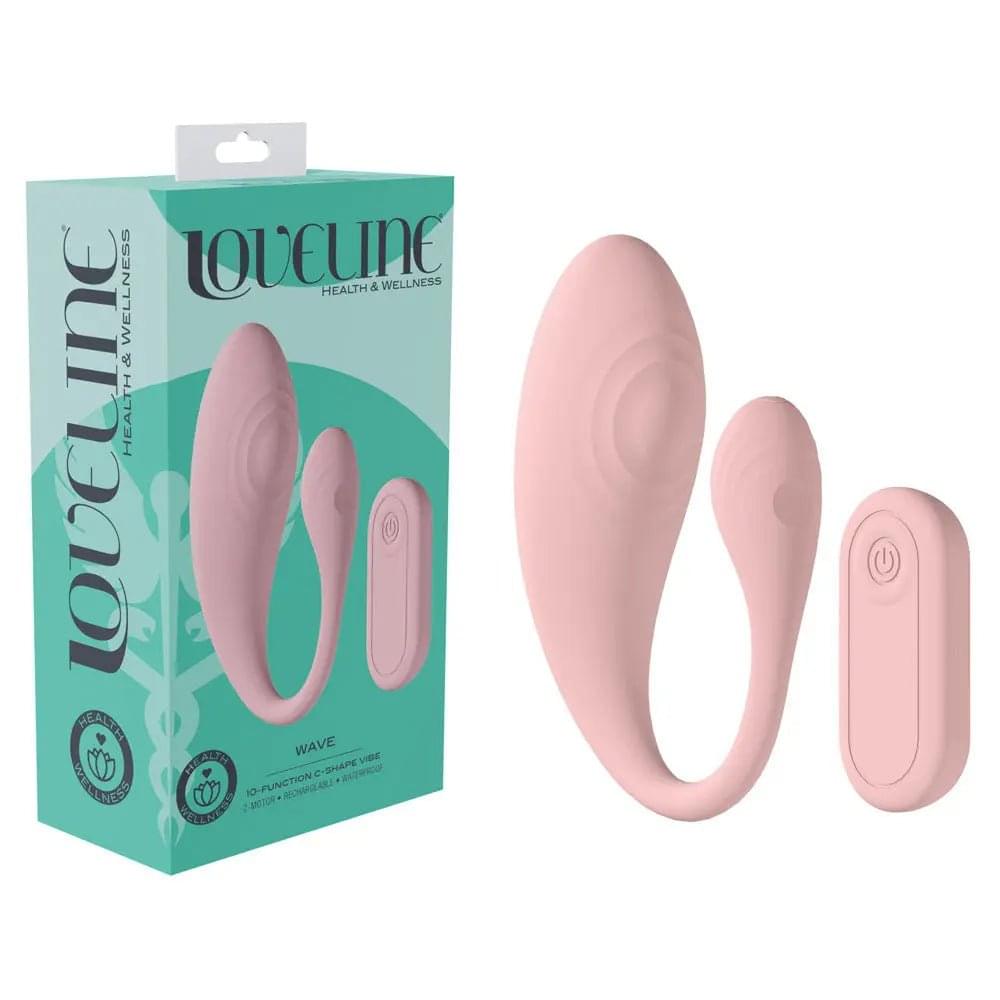 LOVELINE Wave -  USB Rechargeable C-Shaped Vibrator with Remote Shots Toys Discreet Intimate Essentials.