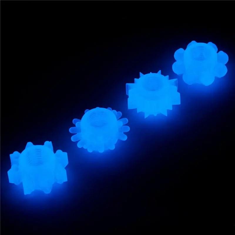 Lumino Play Penis Rings 4 Pack - Glow in the Dark  Cock Rings - Set of 4 Lovetoy Discreet Intimate Essentials.