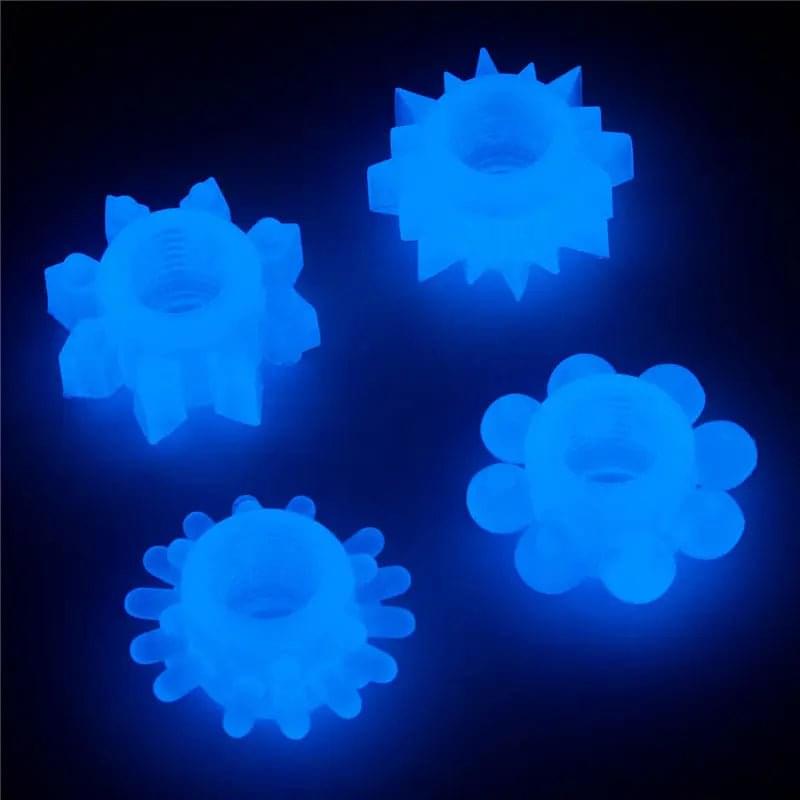 Lumino Play Penis Rings 4 Pack - Glow in the Dark  Cock Rings - Set of 4 Lovetoy Discreet Intimate Essentials.
