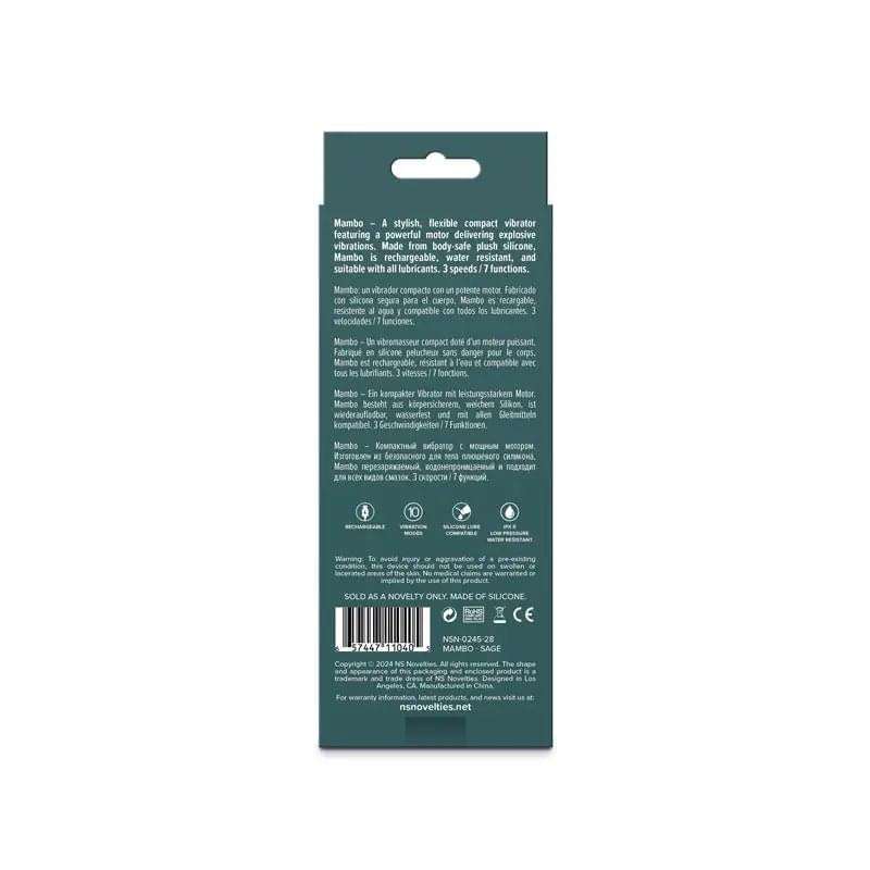 Lust-n-Dreams - Mambo - Sage -  12.2 cm USB Rechargeable Bullet NS Novelties Discreet Intimate Essentials.