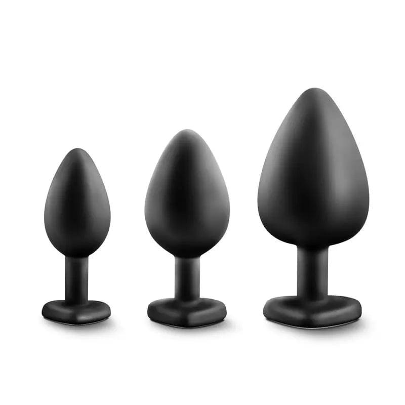 Luxe Bling Plugs Training Kit Black With Clear Gems Luxe Discreet Intimate Essentials.