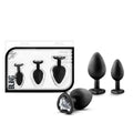 Luxe Bling Plugs Training Kit Black With Clear Gems Luxe Discreet Intimate Essentials.