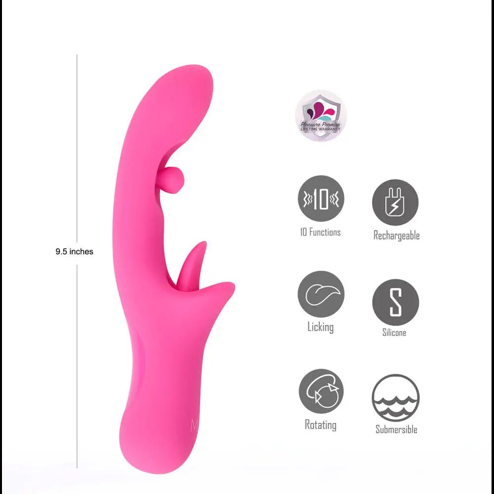 Shop affordable quality Maia ALORA - 24.1 cm USB Rechargeable Rotating & Licking Vibrator - Discreet Intimate Essentials - VIBRATORS - Maia Toys