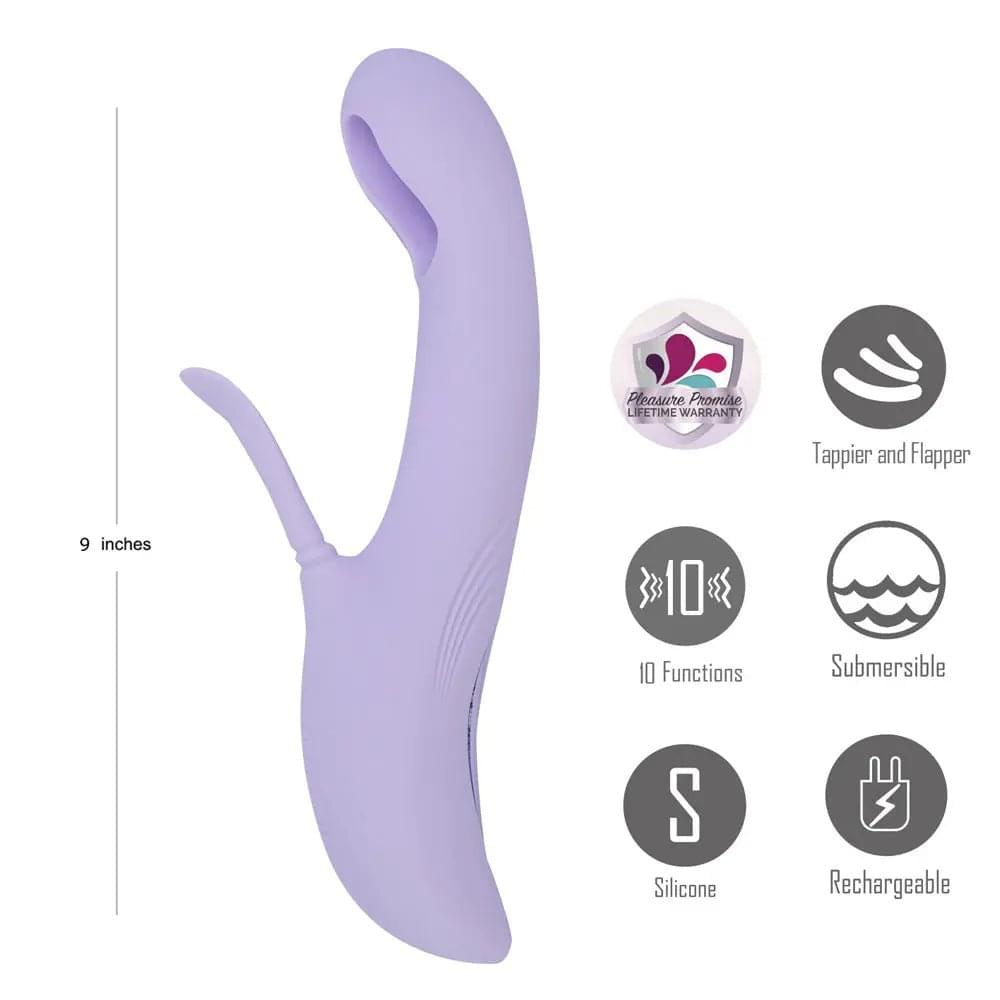Maia CHARLI - Lavender 22.9 cm USB Rechargeable Flapping & Tapping Rabbit Vibrator Maia Toys Discreet Intimate Essentials.