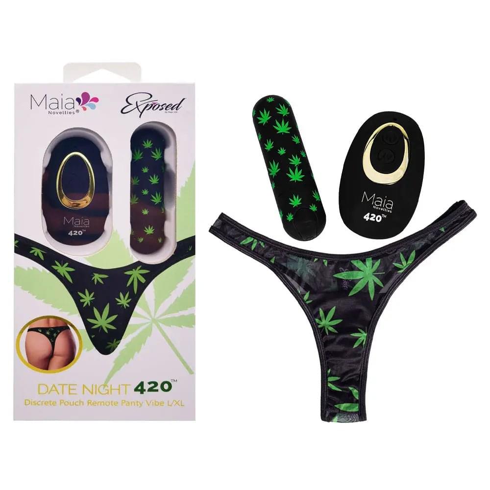 Maia DATE NIGHT 420 PANTY VIBE - S/M -  S/M 420 Panty with  USB Rechargeable Bullet & Remote Maia Toys Discreet Intimate Essentials.