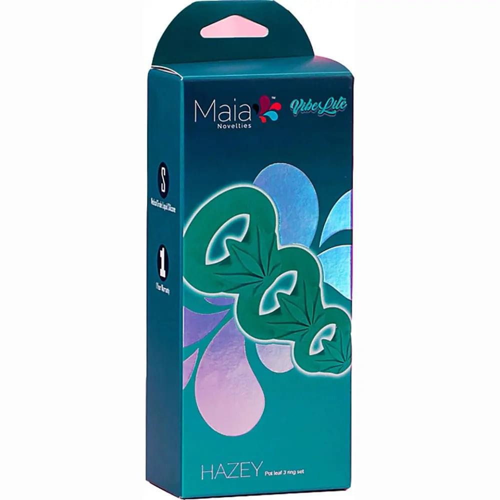 Maia HAZEY -  Pot Leaf Cock Rings - Set of 3 Maia Toys Discreet Intimate Essentials.
