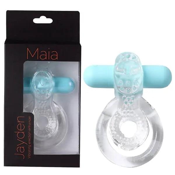 Maia Jayden - /Blue USB Rechargeable Vibrating Cock & Ball Rings Maia Toys Discreet Intimate Essentials.