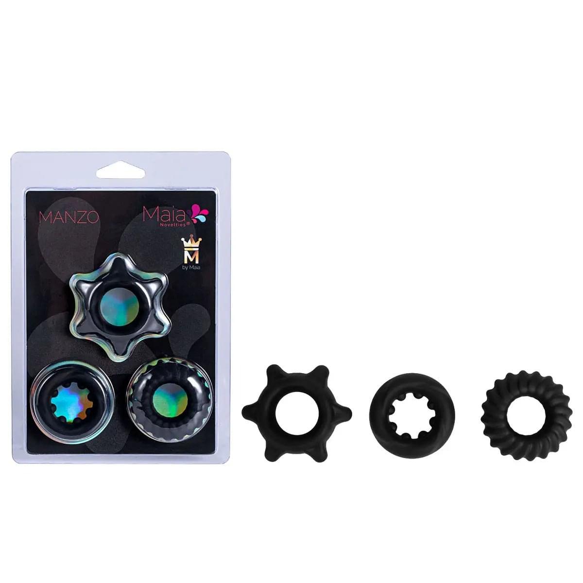 Maia MANZO -  Silicone Cock Rings - Set of 3 Maia Toys Discreet Intimate Essentials.