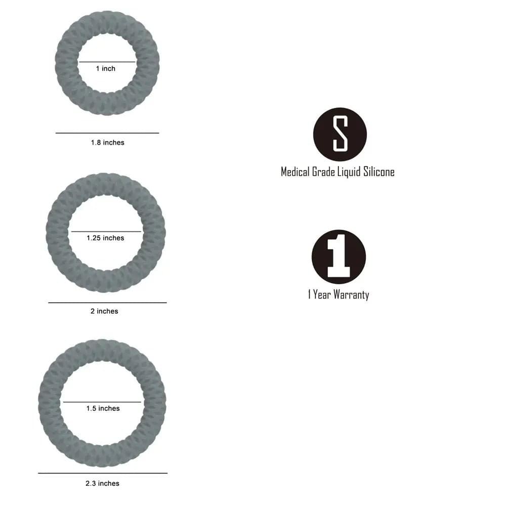 Maia ONYX - Grey Cock Ring Set - Set of 3 Sizes Maia Toys Discreet Intimate Essentials.