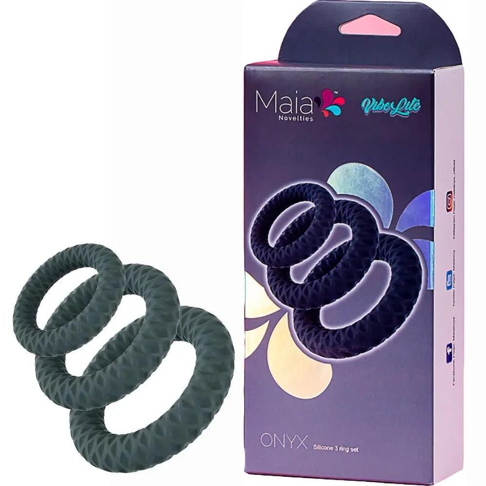 Maia ONYX - Grey Cock Ring Set - Set of 3 Sizes Maia Toys Discreet Intimate Essentials.