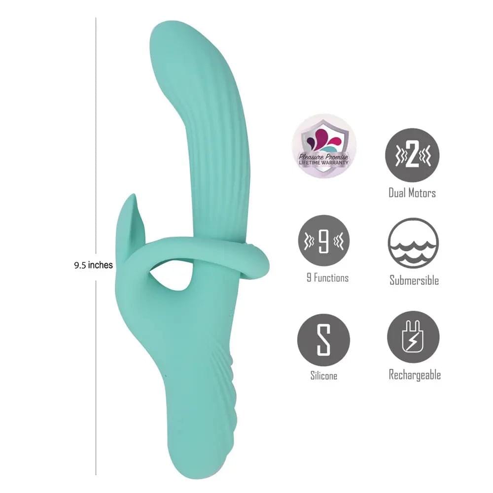 Maia TENLEY - Mint  24.1 cm USB Rechargeable Gyrating Rabbit Vibrator Maia Toys Discreet Intimate Essentials.