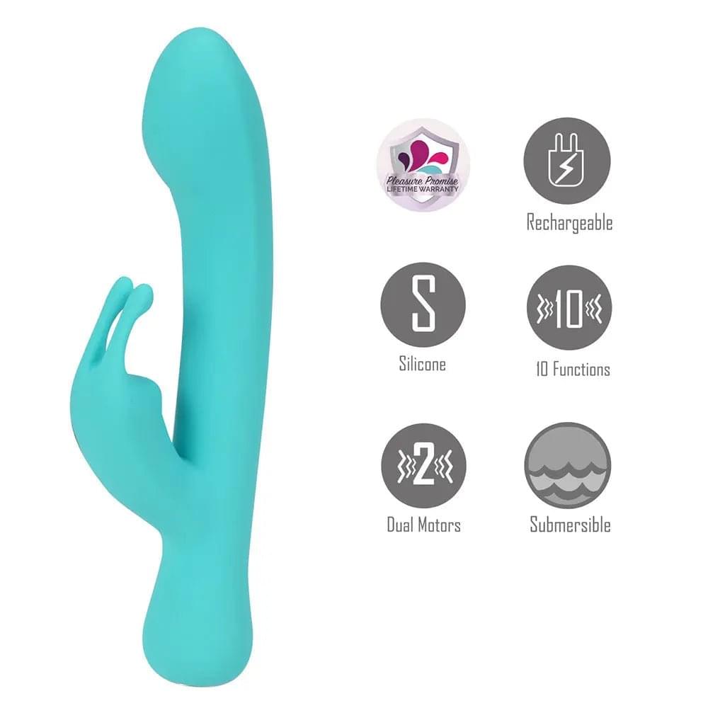 Maia ZARA - Teal - Teal 17.1 cm USB Rechargeable Rabbit Vibrator Maia Toys Discreet Intimate Essentials.
