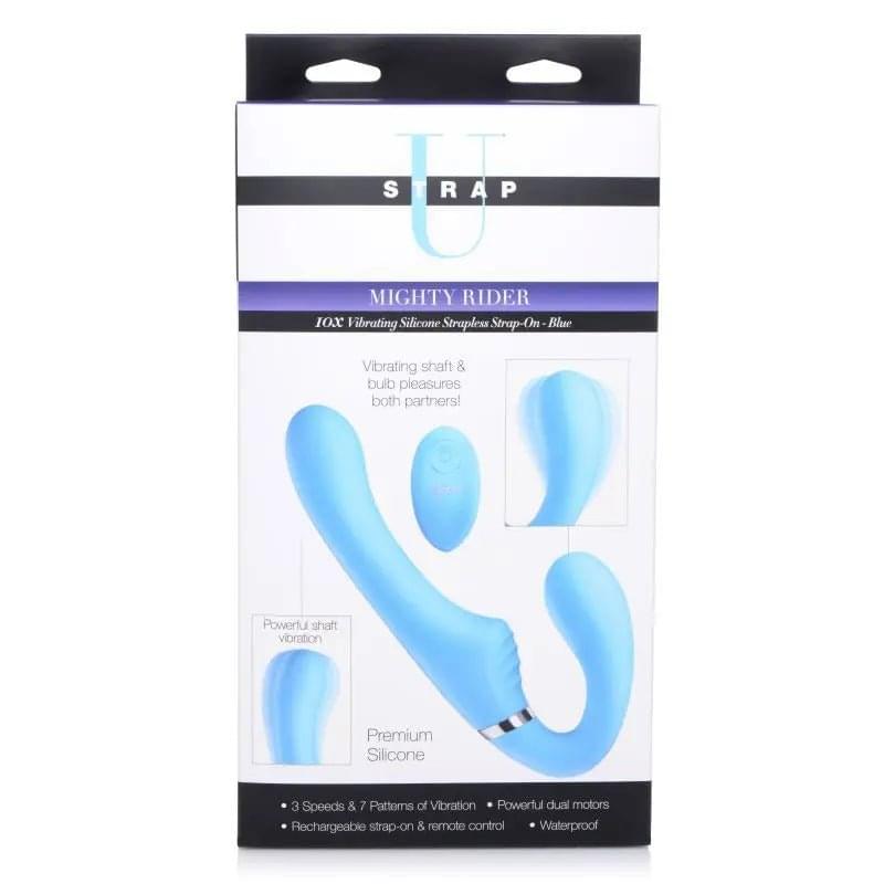Mighty Rider 10X Strapless Strap-On Blue w Remote Strap U Discreet Intimate Essentials.
