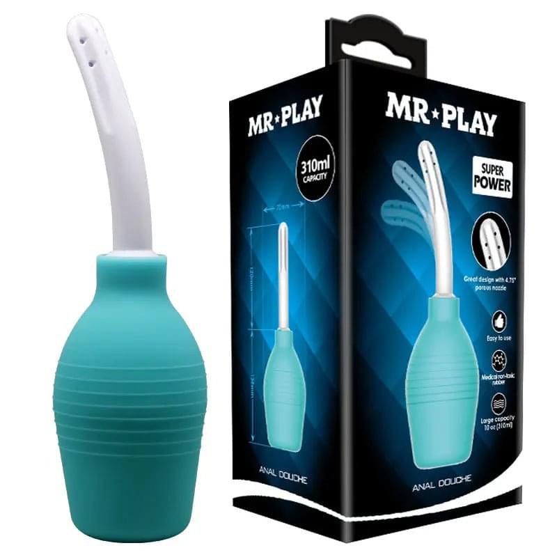 MR PLAY Anal Douche - Aqua/White Unisex Douche - 310 ml Capacity Mr Play Discreet Intimate Essentials.