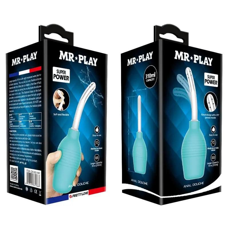 MR PLAY Anal Douche - Aqua/White Unisex Douche - 310 ml Capacity Mr Play Discreet Intimate Essentials.