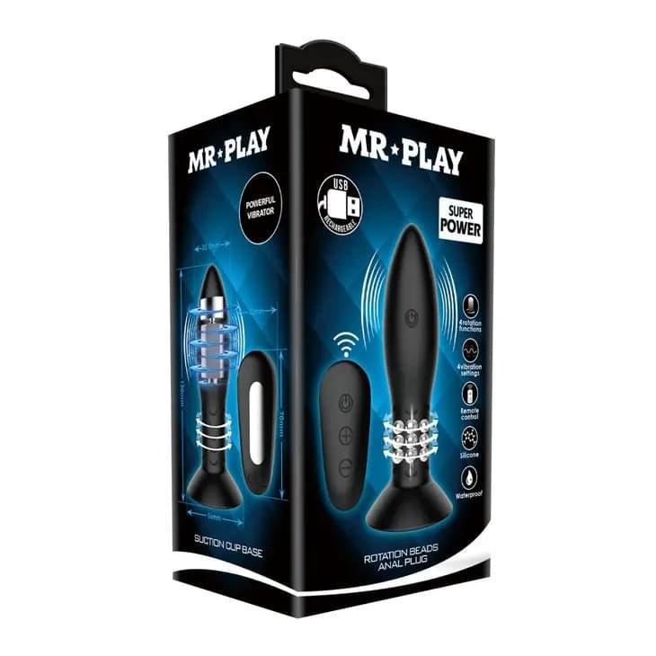 MR PLAY Rotation Beads Anal Plug -  USB Rechargeable Beaded Butt Plug with Wireless Remote Mr Play Discreet Intimate Essentials.